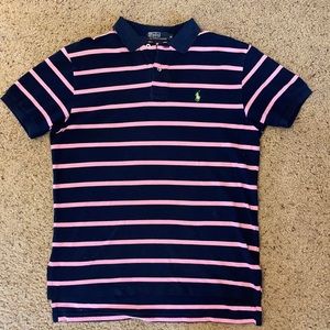 Navy and Pink Striped Polo